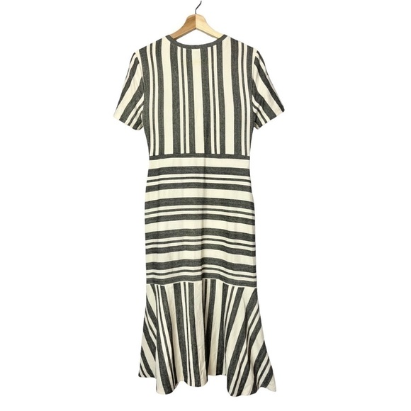 BCBGMaxAzria Gray & White Striped Twist Front Midi Dress S - Picture 5 of 8